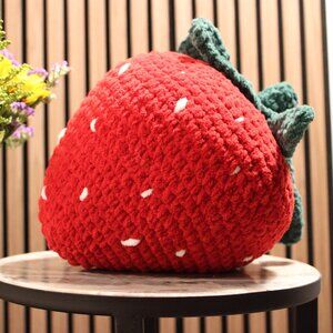 Crochet Big Strawberry Pillow, Amigurumi, red, soft